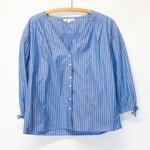 Madewell Blue Pinstriped Button Top